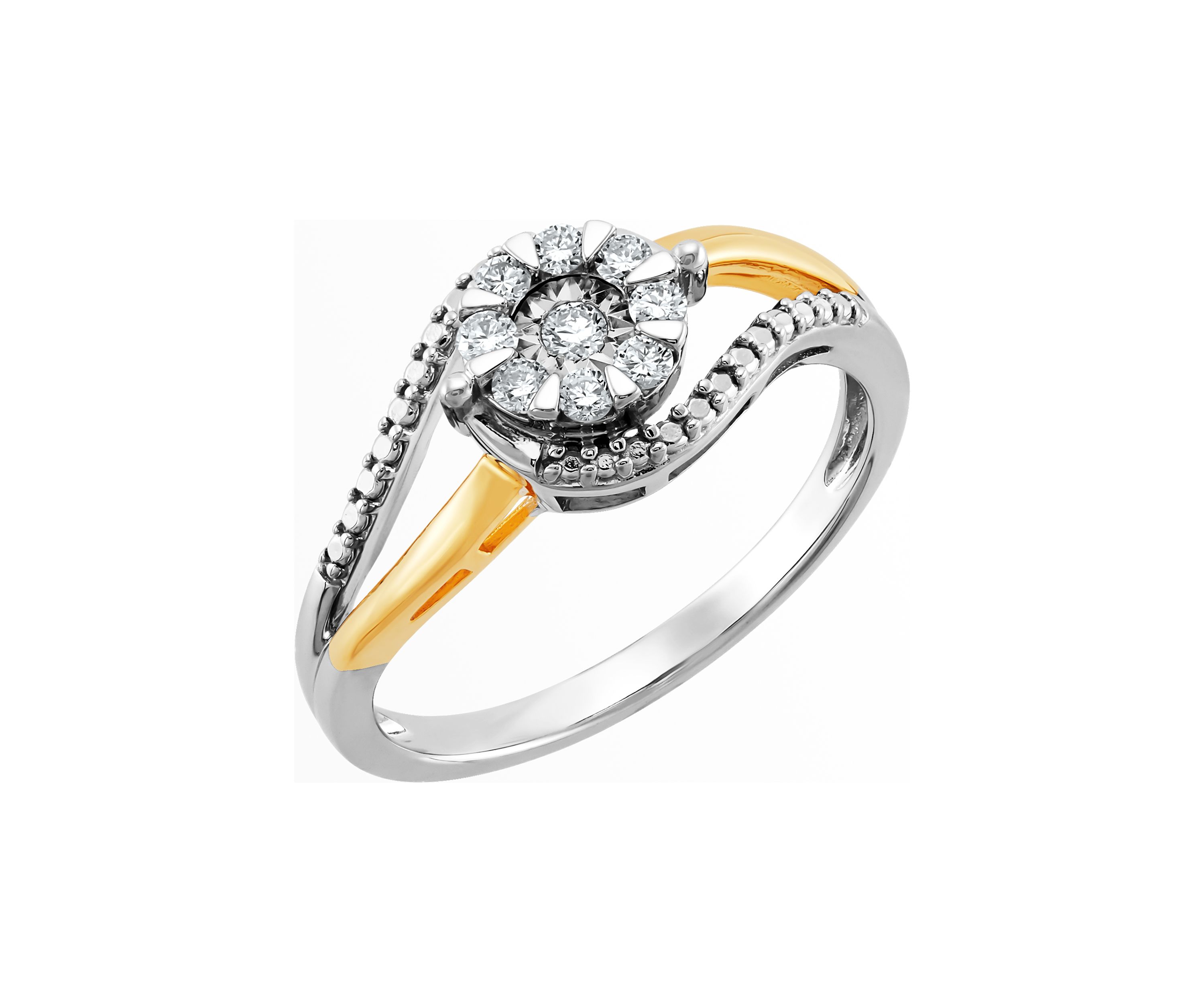 1/5 ct. t.w. Diamond Swirl Ring in 14K Yellow Gold over Sterling Silver