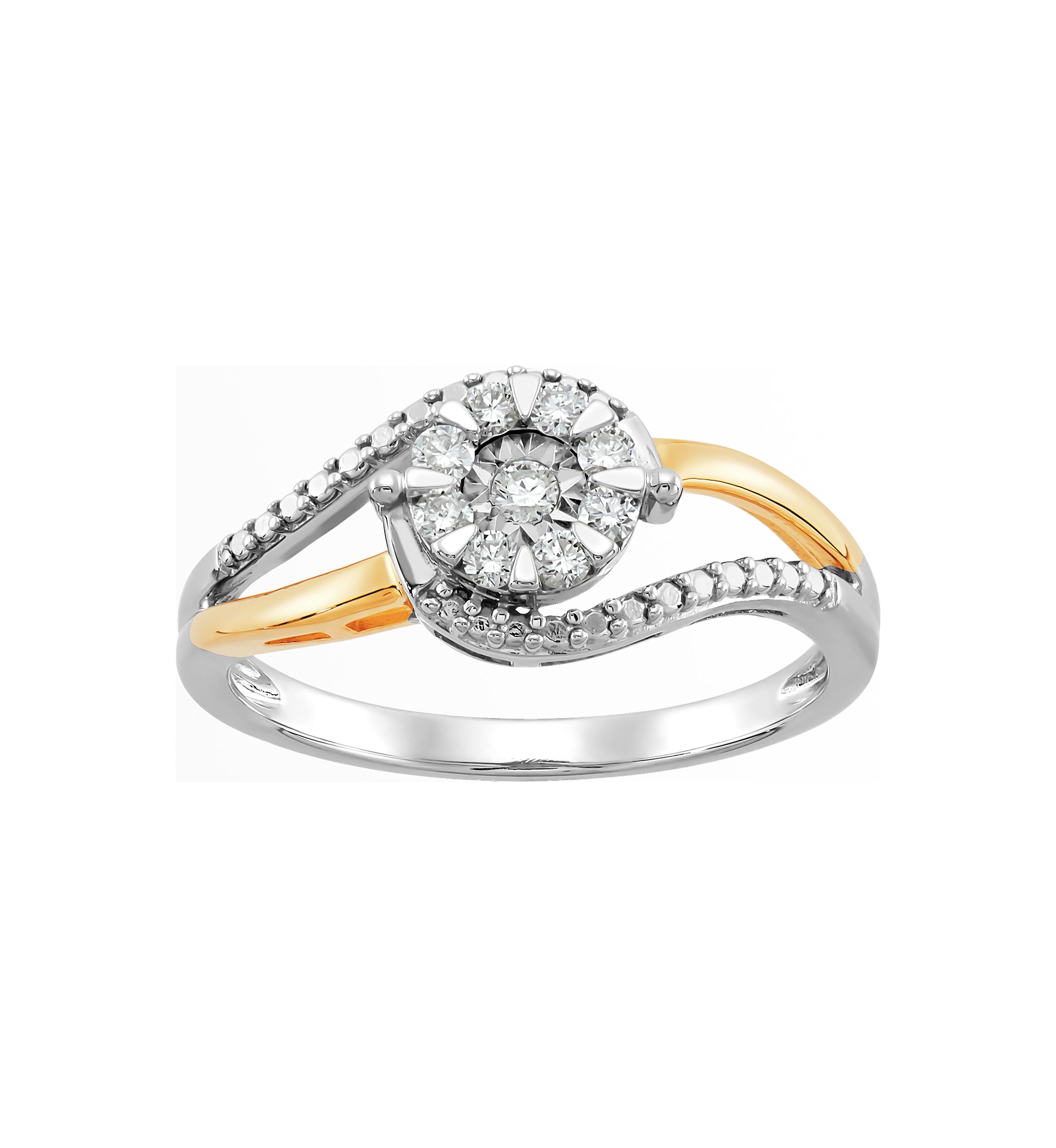 1/5 ct. t.w. Diamond Swirl Ring in 14K Yellow Gold over Sterling Silver