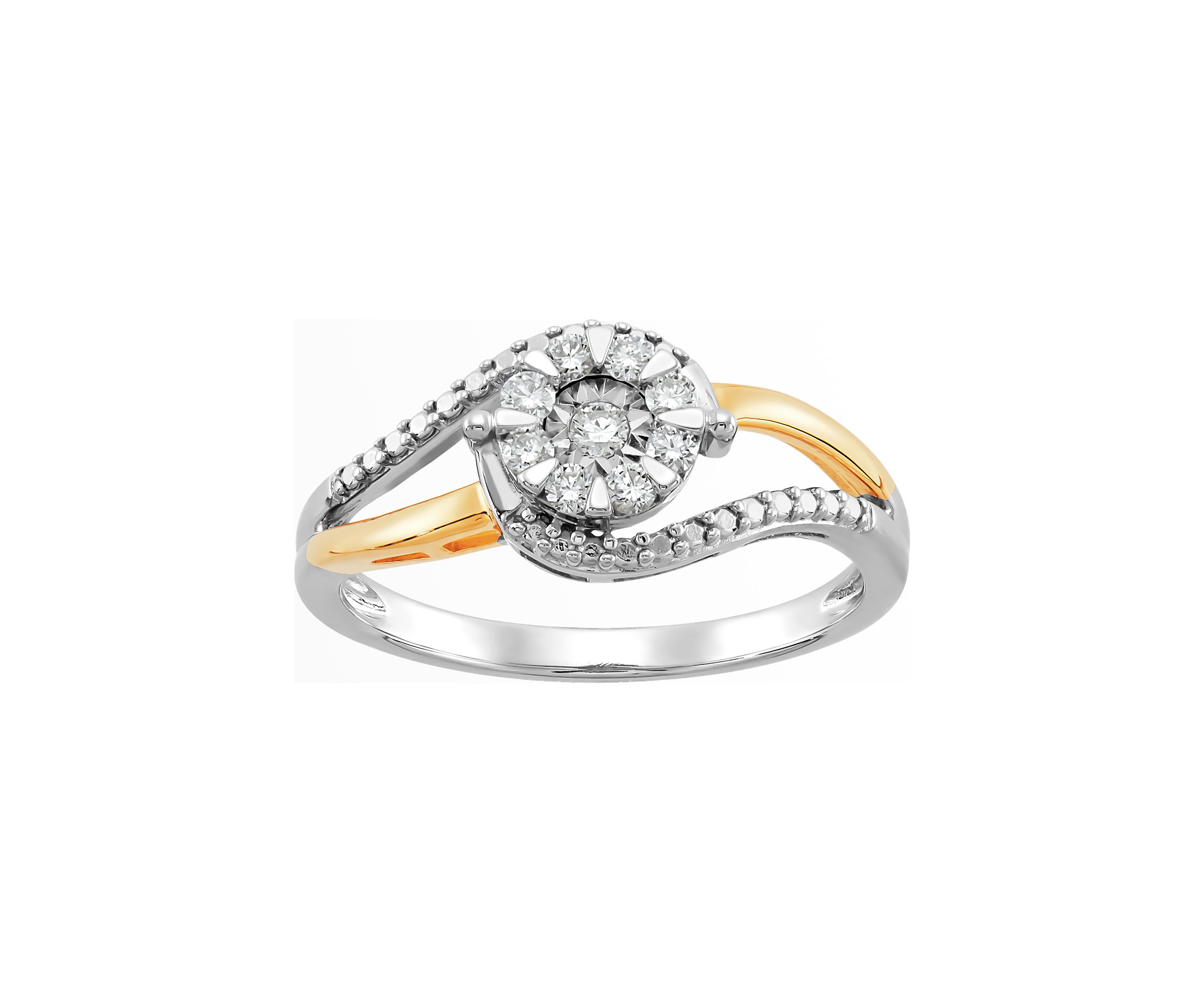 1/5 ct. t.w. Diamond Swirl Ring in 14K Yellow Gold over Sterling Silver