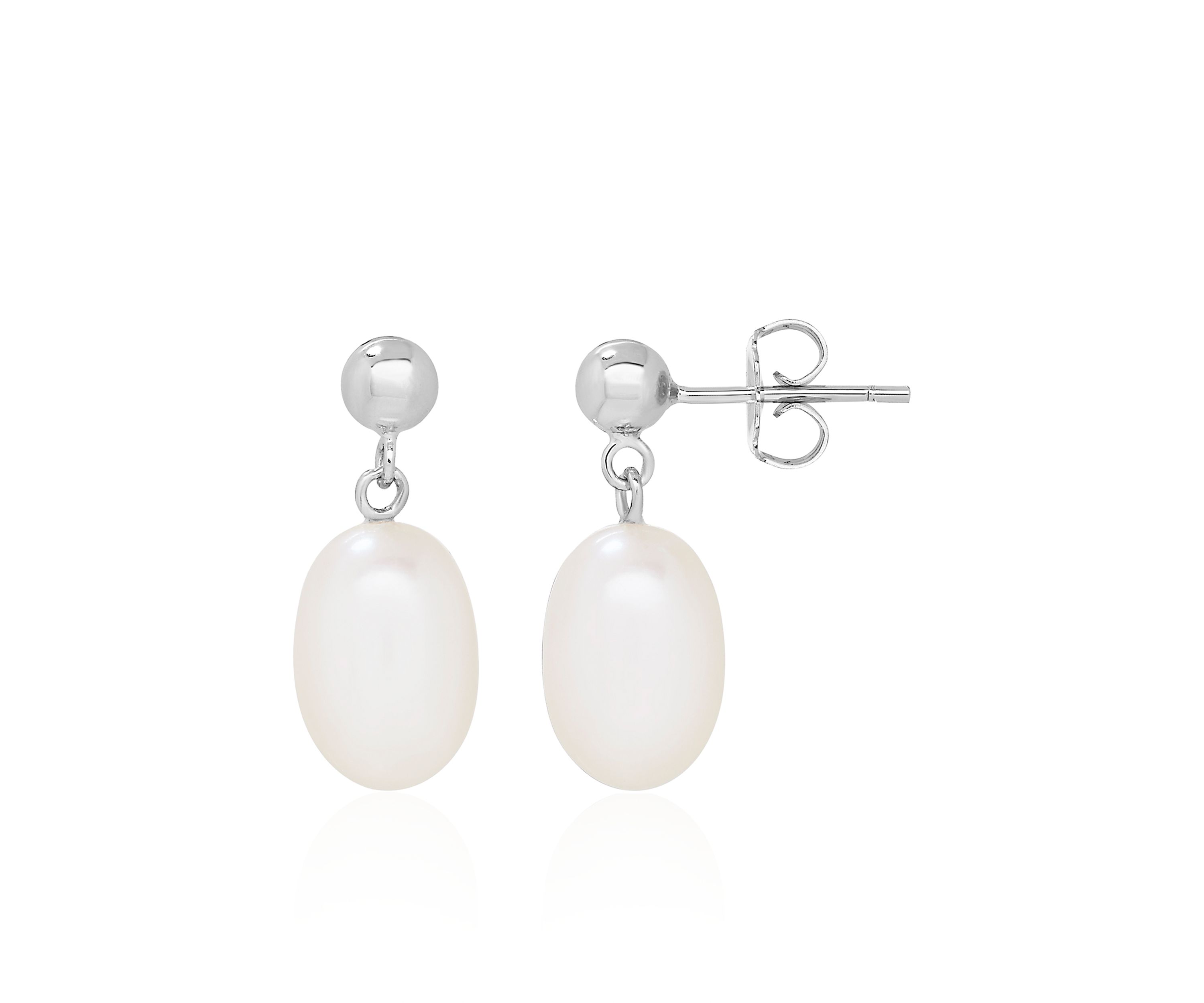 Freshwater Pearl Ball Earrings in Sterling Silver