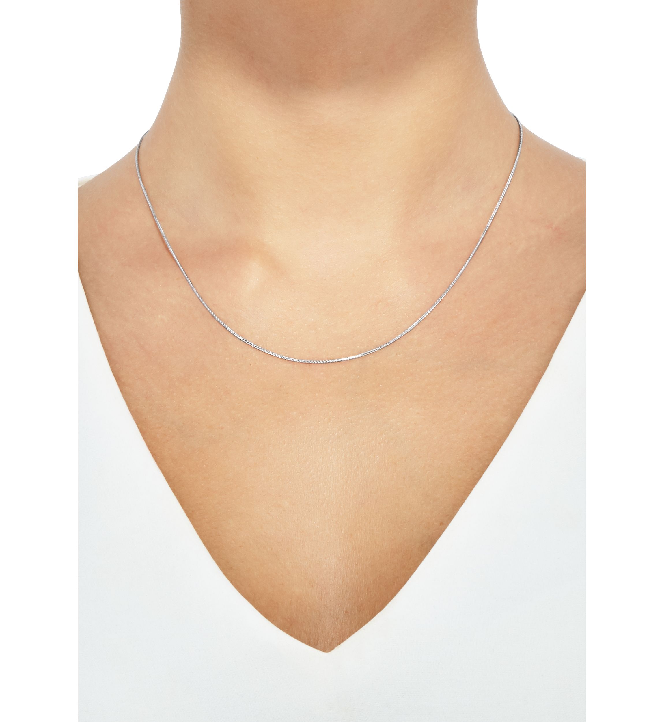 Round Chain Necklace in 14K White Gold 