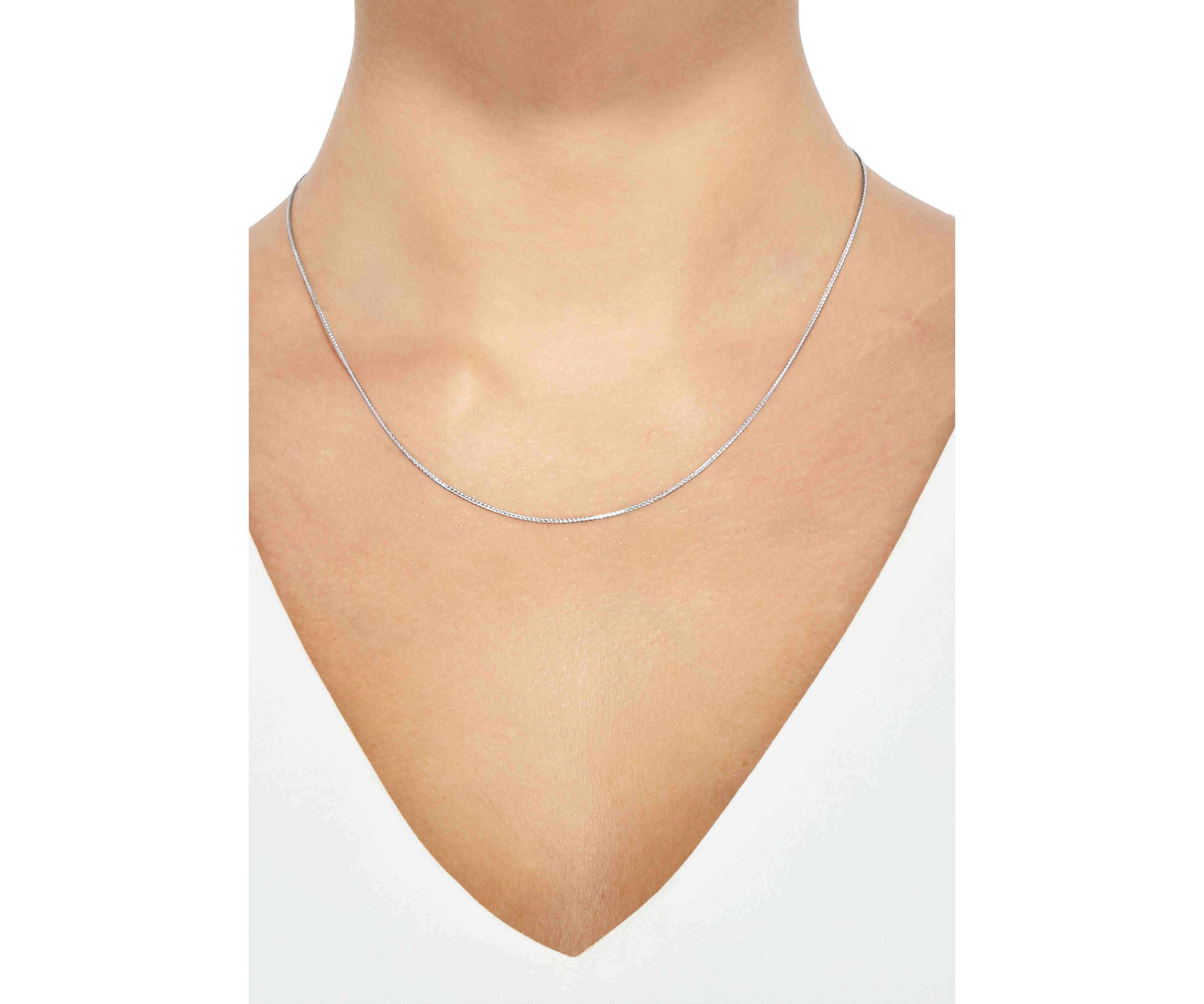 0.8 Millimeter Round Wheat Chain in 14K White Gold