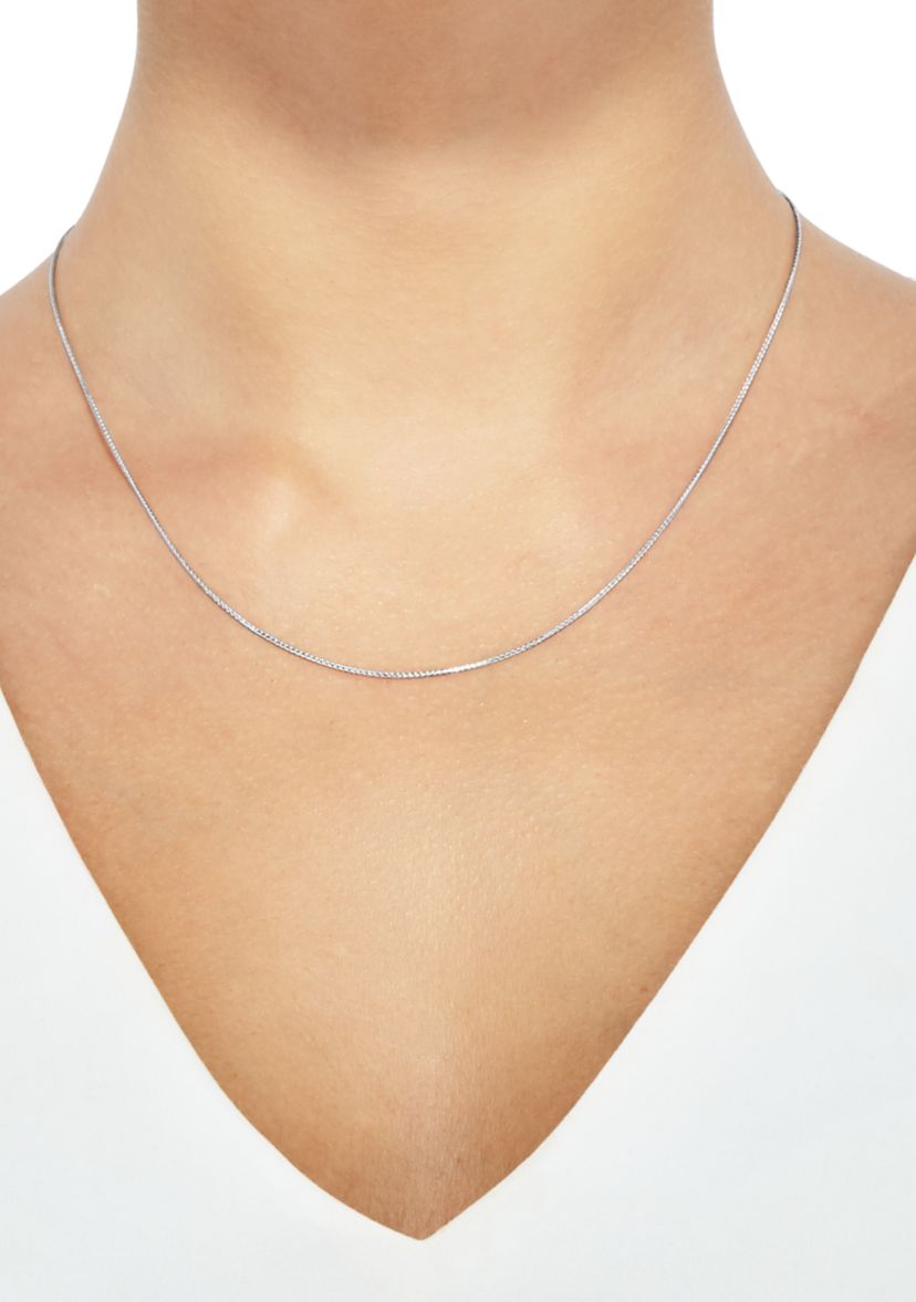 0.8 Millimeter Round Wheat Chain in 14K White Gold