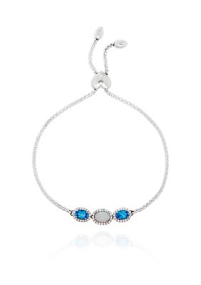 Belk & Co Created Opal, Blue Topaz, and White Topaz Bracelet in Sterling Silver, Grey, 9
