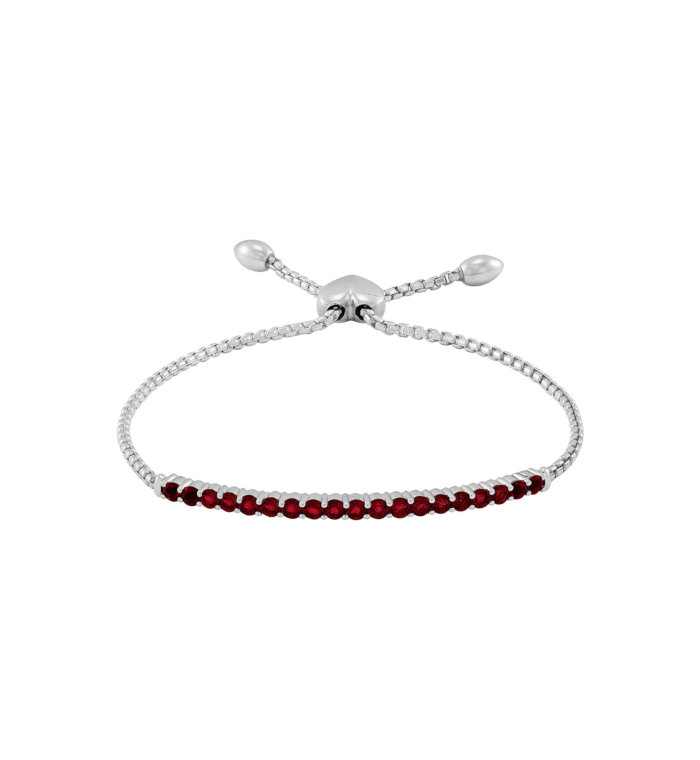 1.71 ct. t.w. Created Garnet Bolo Bracelet in Sterling Silver