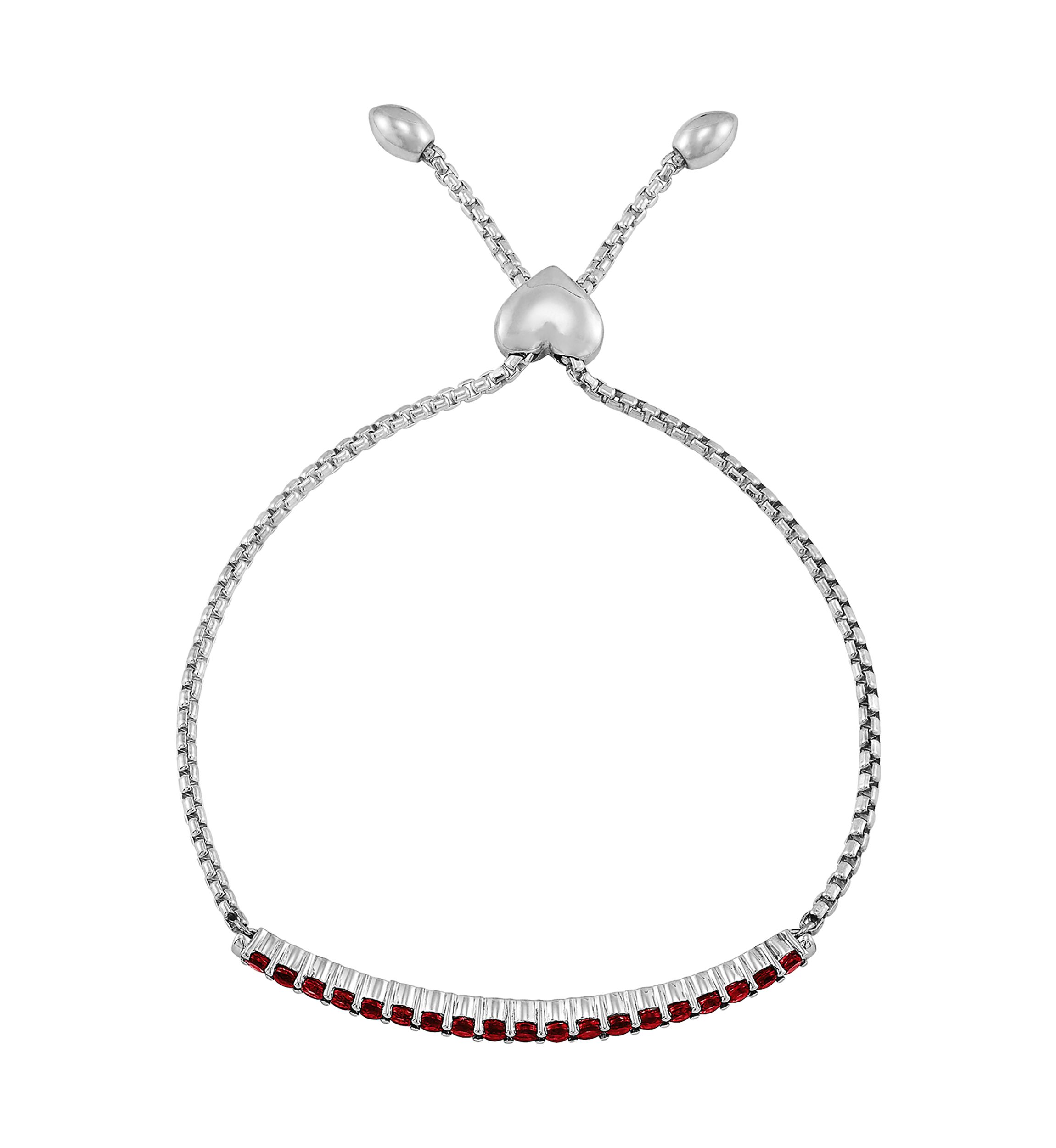 1.71 ct. t.w. Created Garnet Bolo Bracelet in Sterling Silver