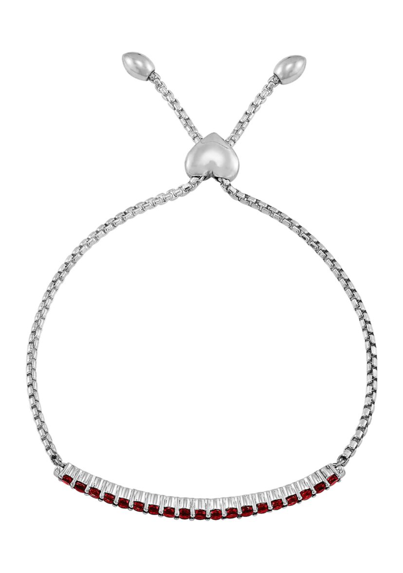 1.71 ct. t.w. Created Garnet Bolo Bracelet in Sterling Silver