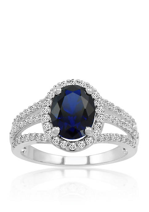 Created Sapphire & Created White Sapphire Ring in Sterling Silver