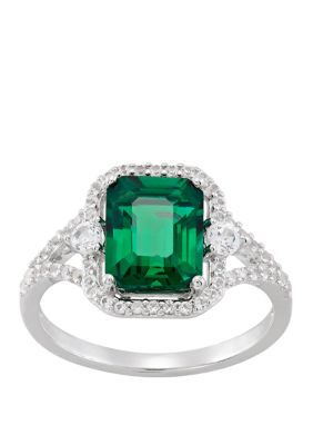 Belk & Co. Emerald and White Sapphire Ring in Sterling Silver | belk