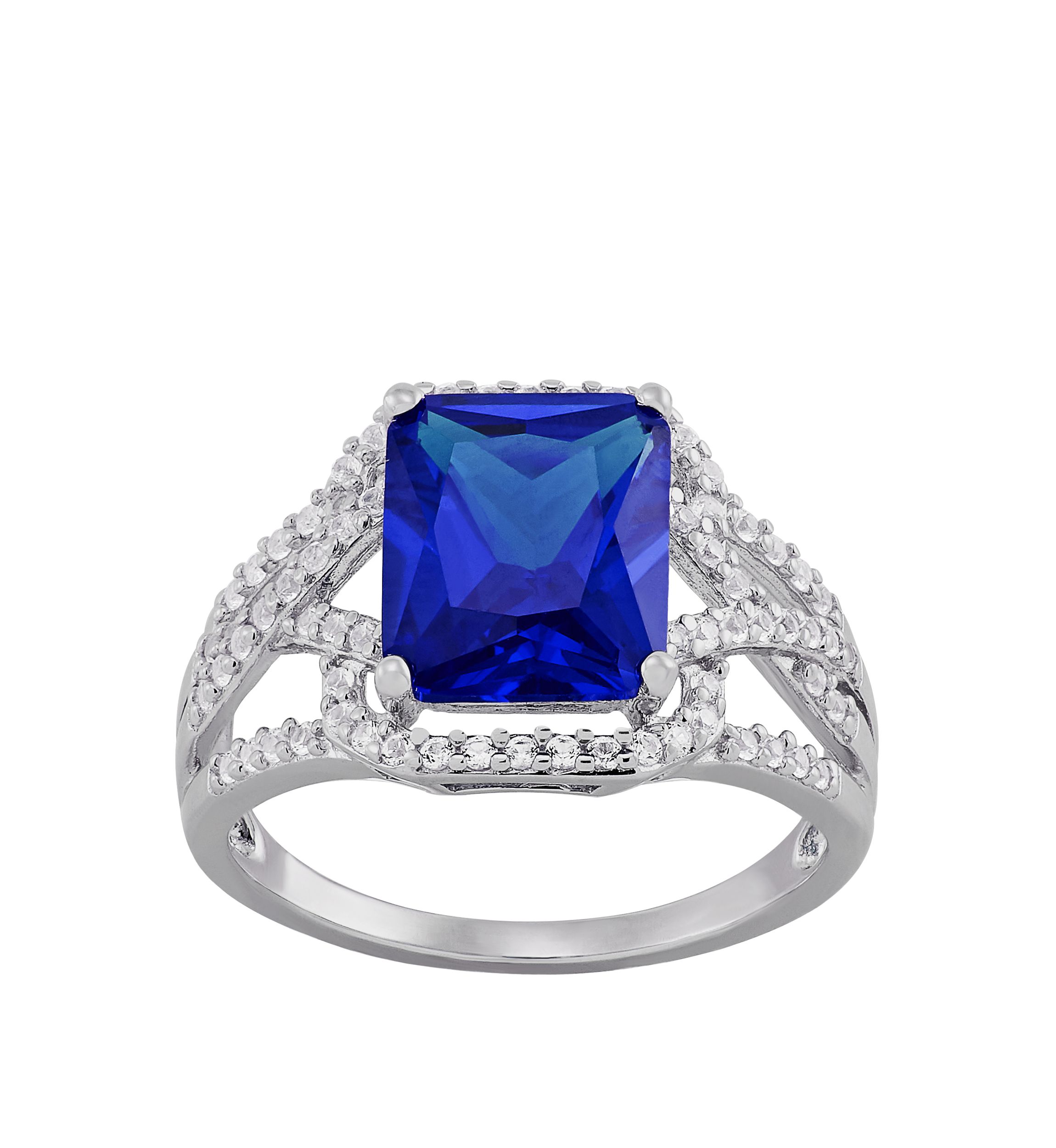 4.3 ct. t.w. Blue and White Sapphire Ring in Sterling Silver 