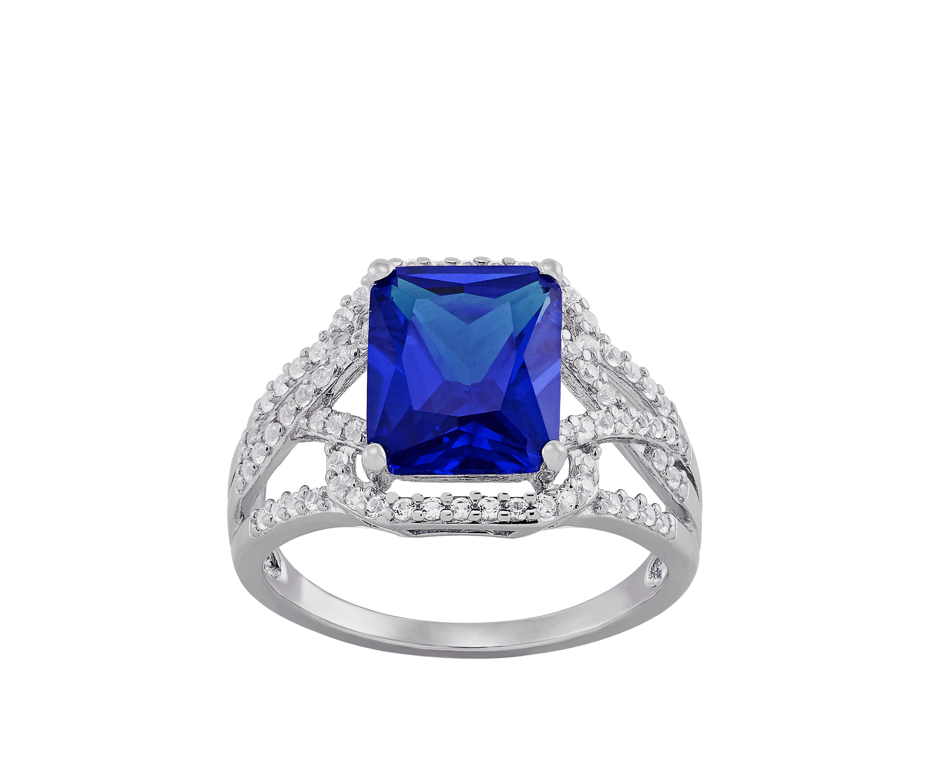4.3 ct. t.w. Blue and White Sapphire Ring in Sterling Silver 