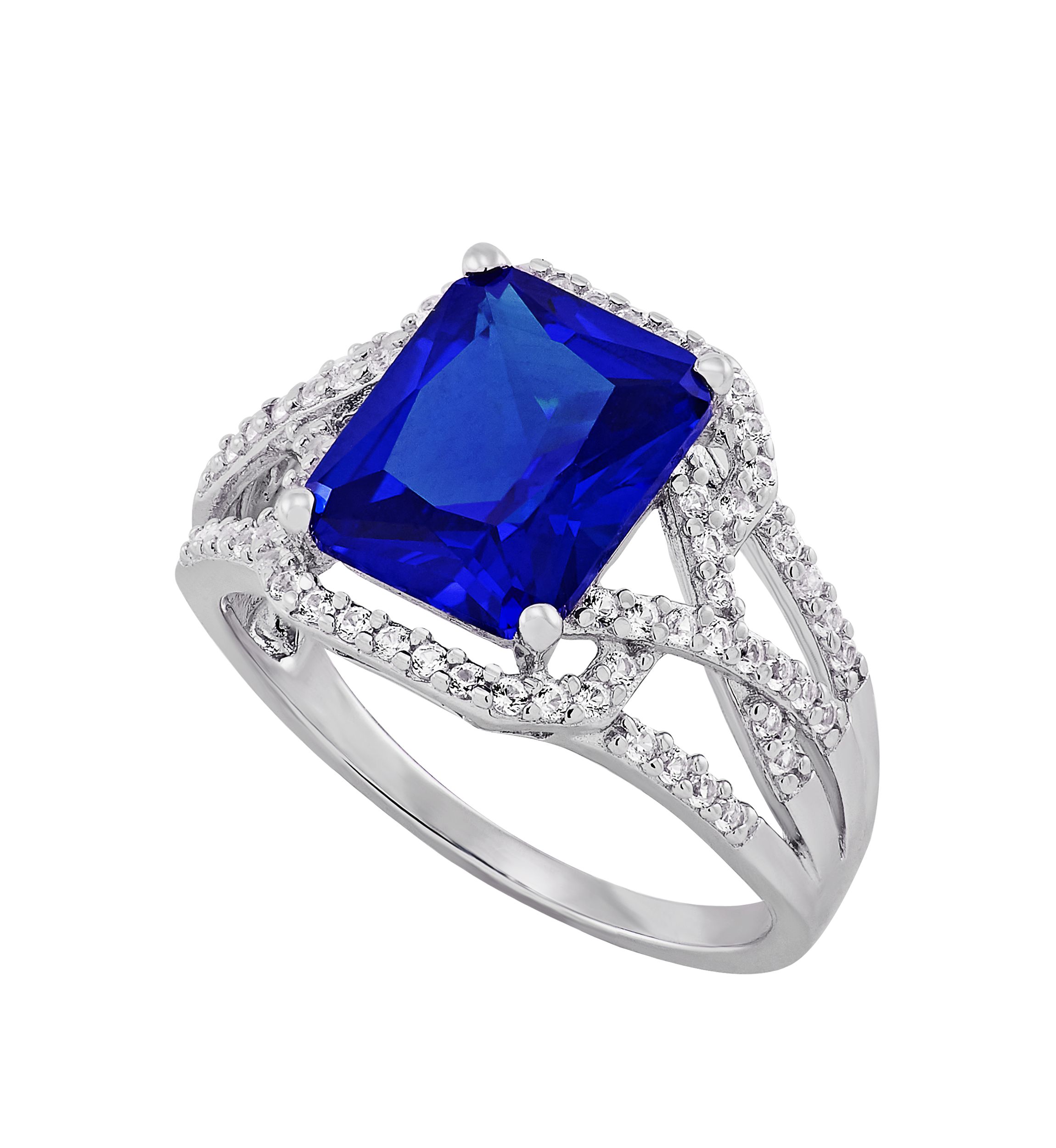 4.3 ct. t.w. Blue and White Sapphire Ring in Sterling Silver 