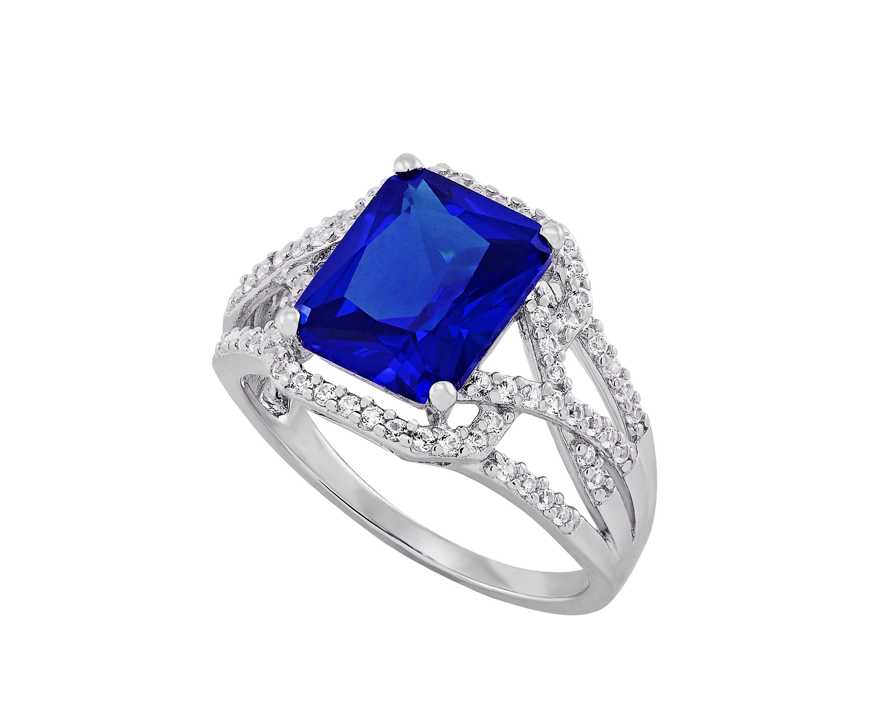 4.3 ct. t.w. Blue and White Sapphire Ring in Sterling Silver 