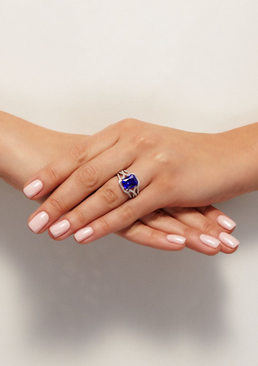 4.3 ct. t.w. Blue and White Sapphire Ring in Sterling Silver 