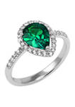 Lab Created 1.58 ct. t.w. Emerald and Created White Sapphire Ring in Sterling Silver