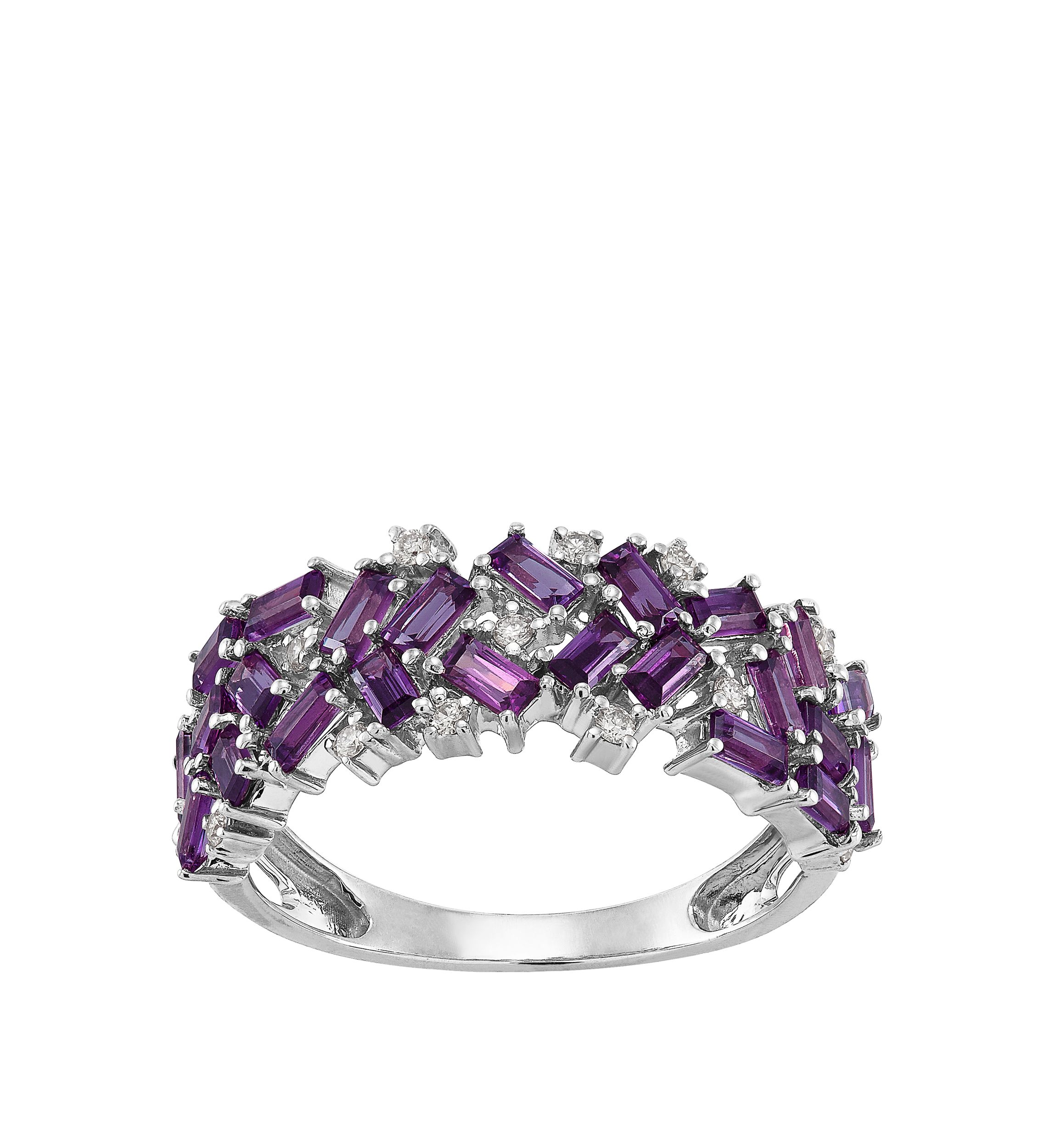  1/10 ct. t.w. Diamond Amethyst Ring in Sterling Silver  