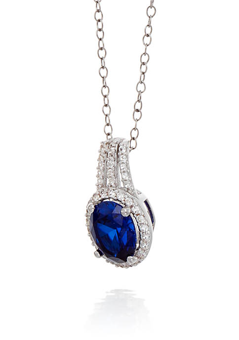 Sapphire Pendant Necklace in Sterling Silver