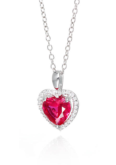 Created Ruby and White Sapphire Pendant Necklace in Sterling Silver