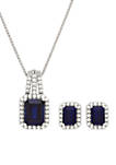 6.30 ct. t.w. Created Sapphire And Created White Sapphire Necklace Set in Sterling Silver 