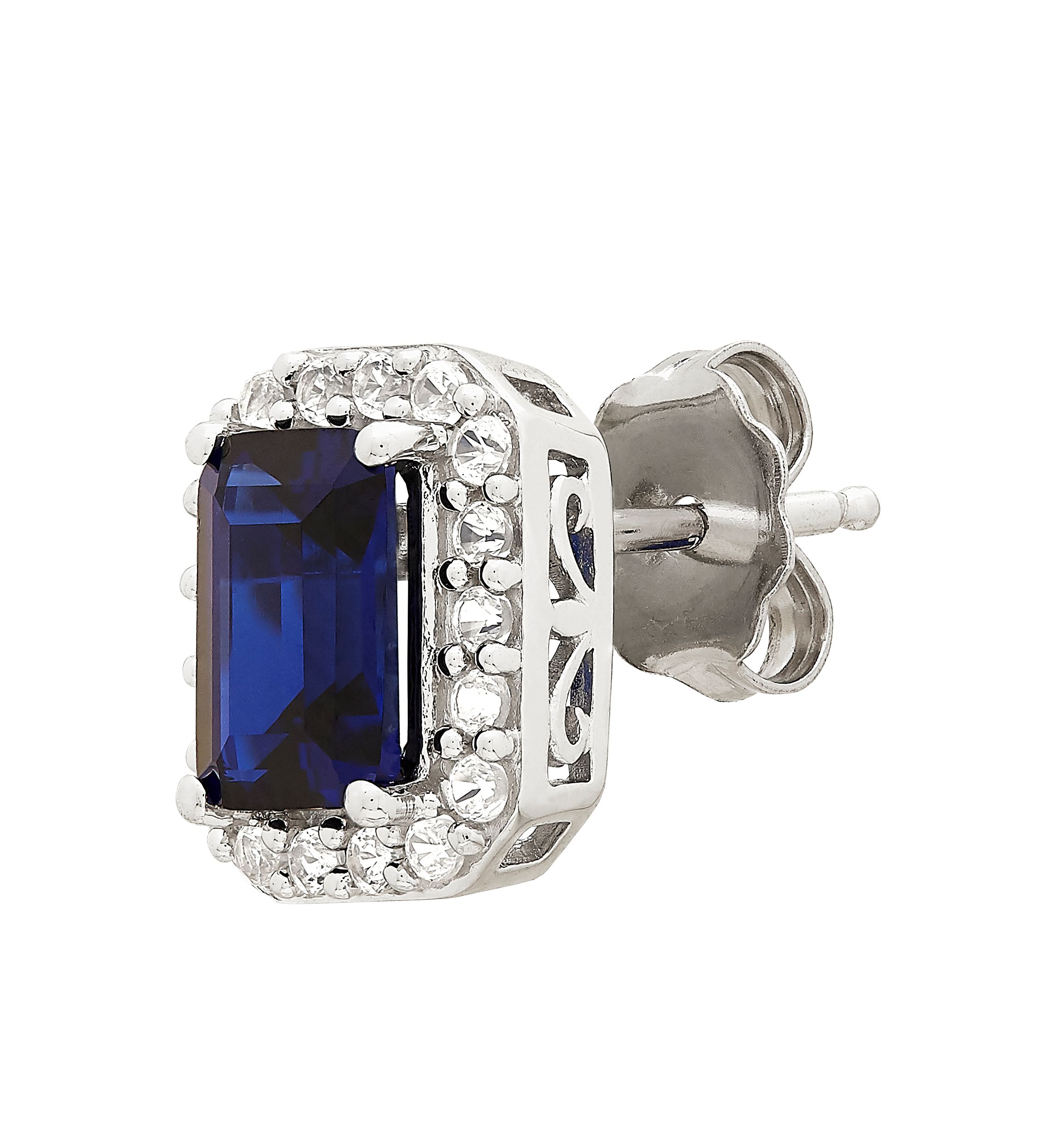 6.30 ct. t.w. Created Sapphire And Created White Sapphire Necklace Set in Sterling Silver 