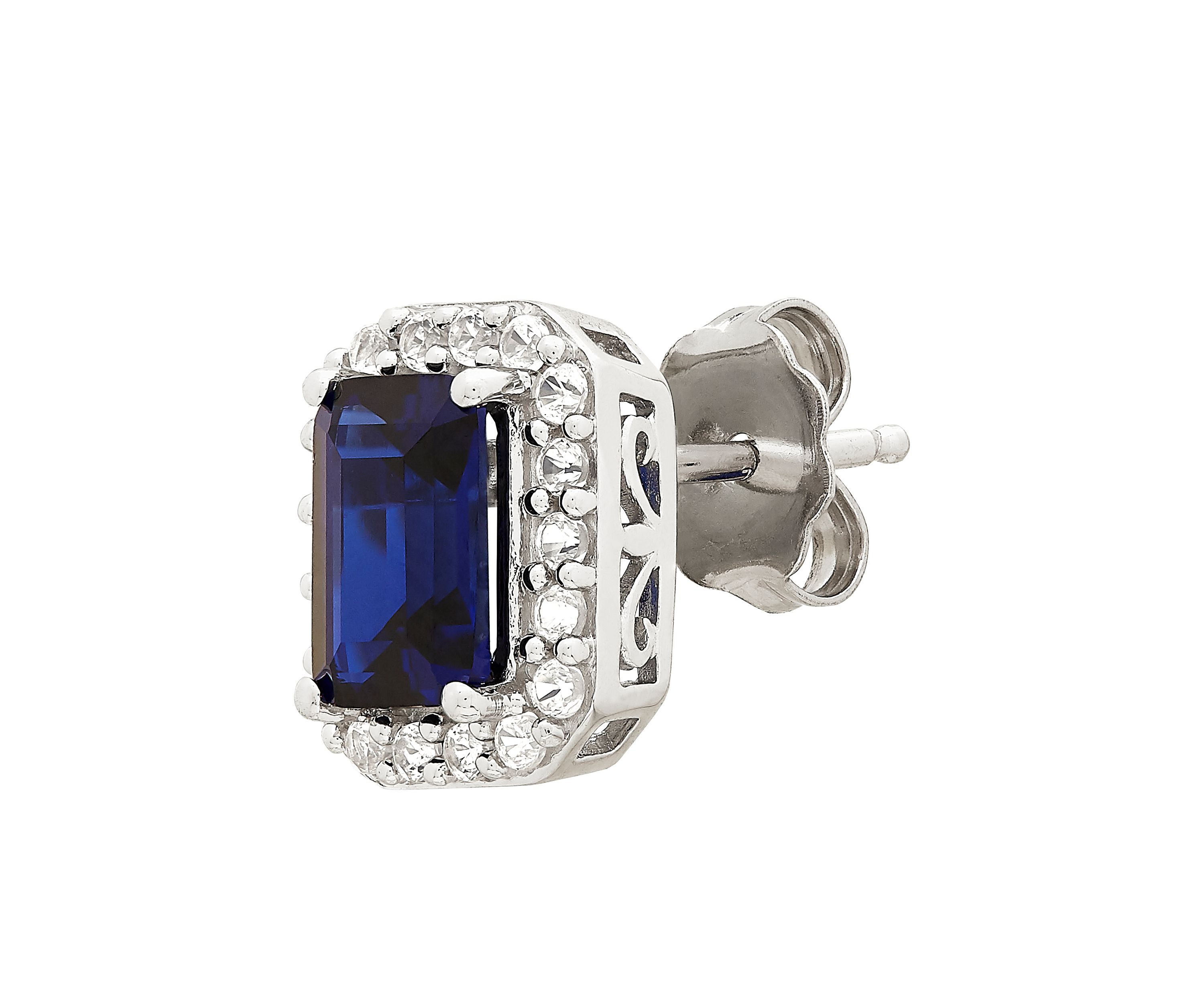6.30 ct. t.w. Created Sapphire And Created White Sapphire Necklace Set in Sterling Silver 