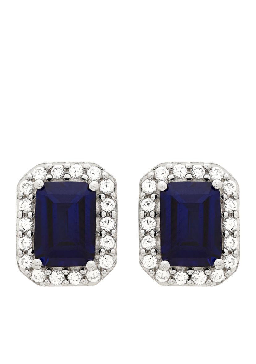 6.30 ct. t.w. Created Sapphire And Created White Sapphire Necklace Set in Sterling Silver 