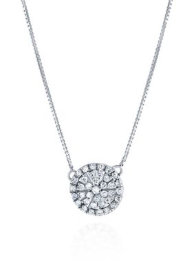 Belk & Co 1/5 ct. t.w. Diamond Round Disc Pendant in Sterling Silver, Gray, 18 in -  0096303332108