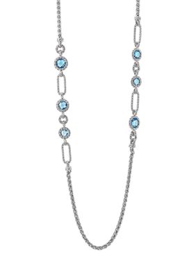 Belk & Co Swiss Blue Topaz Necklace in Sterling Silver, 26 in
