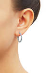 Blue Topaz Hoop Earrings in Sterling Silver 