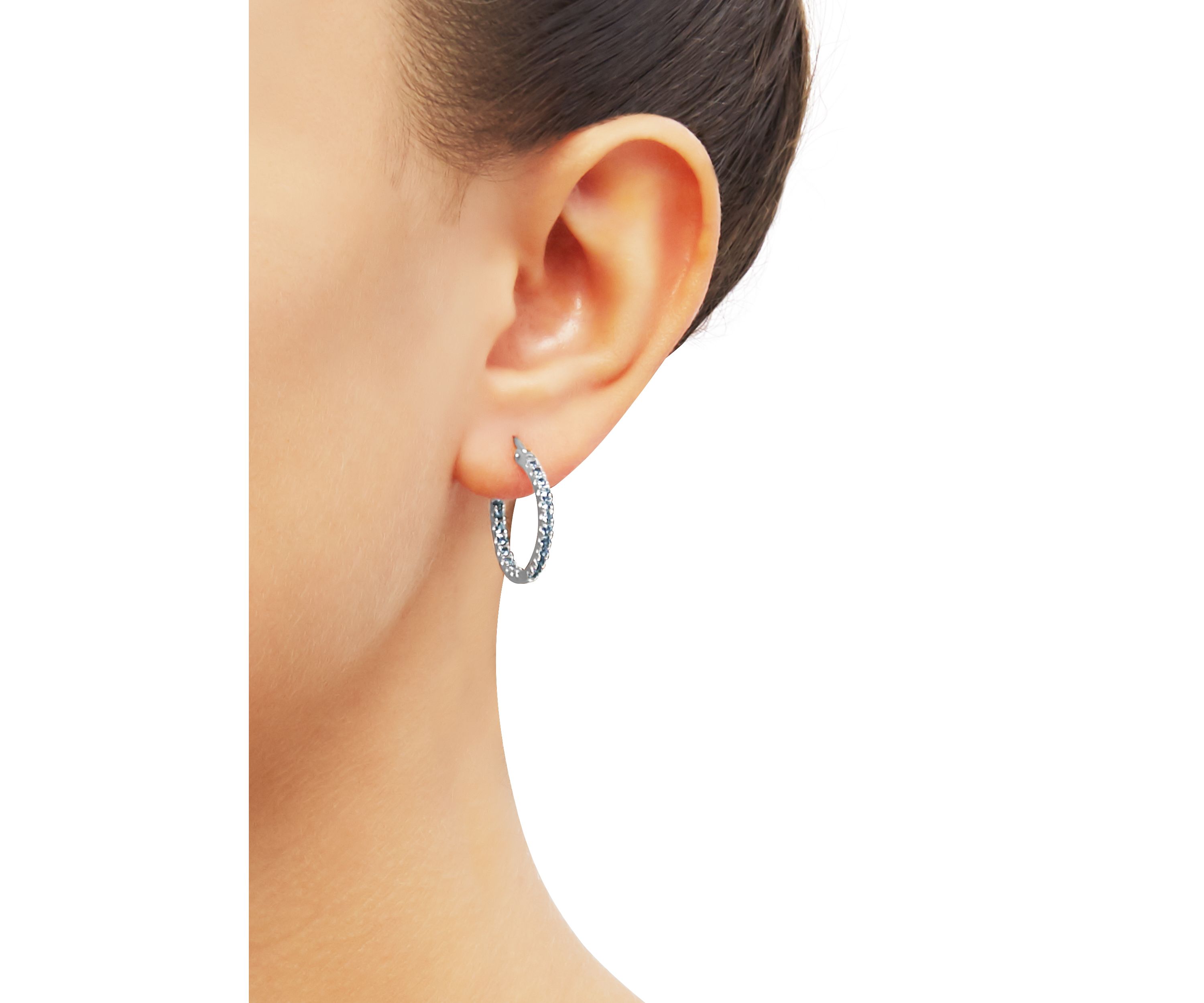 Blue Topaz Hoop Earrings in Sterling Silver 