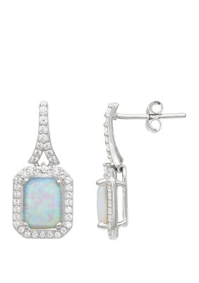 Belk & Co Created Opal and Created White Sapphire Earrings