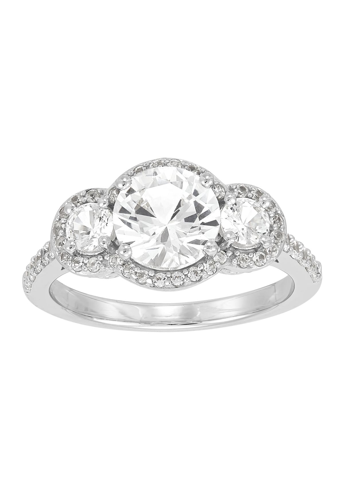 Lab Grown White Sapphire Ring in Sterling Silver