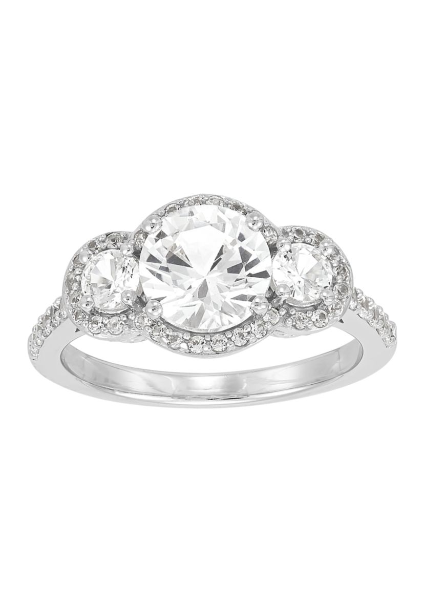 Lab Grown White Sapphire Ring in Sterling Silver