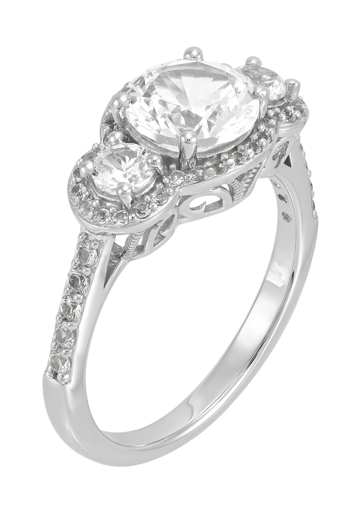 Lab Grown White Sapphire Ring in Sterling Silver