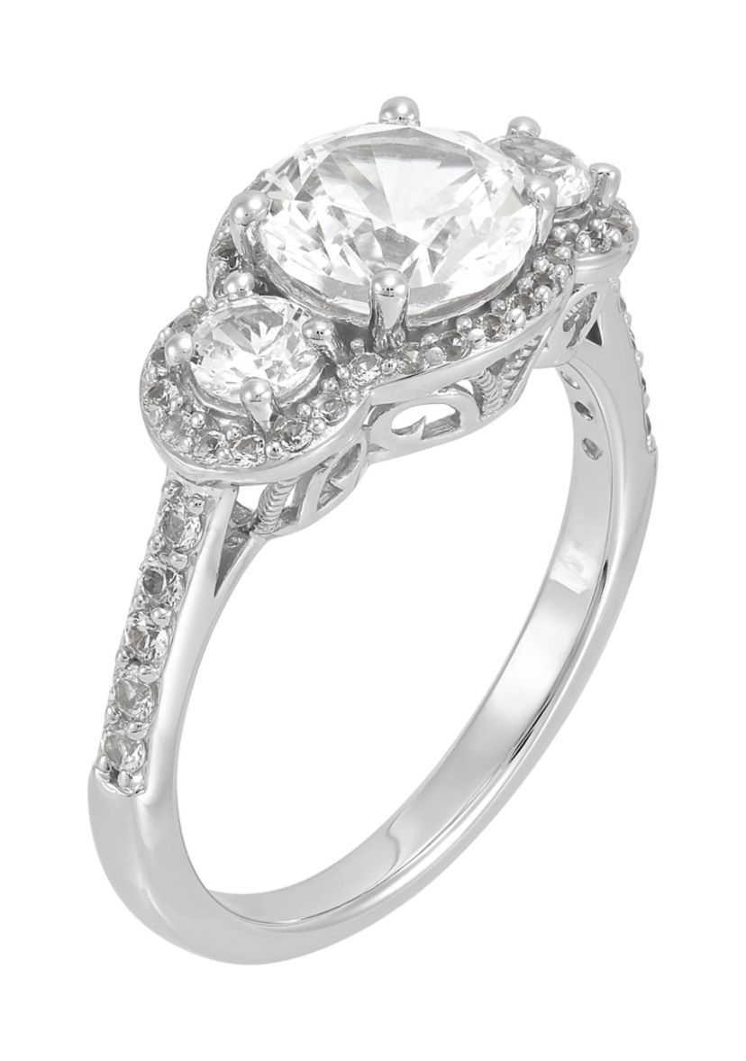 Lab Grown White Sapphire Ring in Sterling Silver