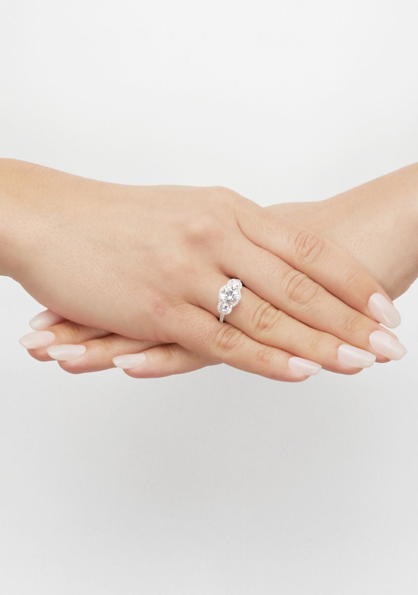 Lab Grown White Sapphire Ring in Sterling Silver