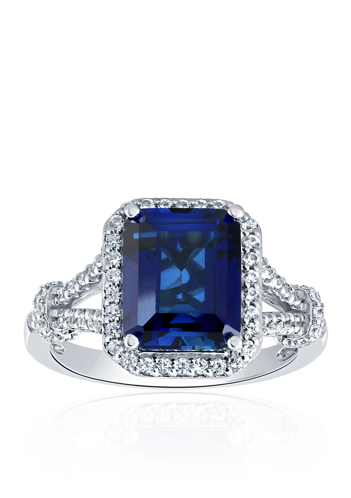 Created Sapphire & Created White Sapphire Ring in Sterling Silver