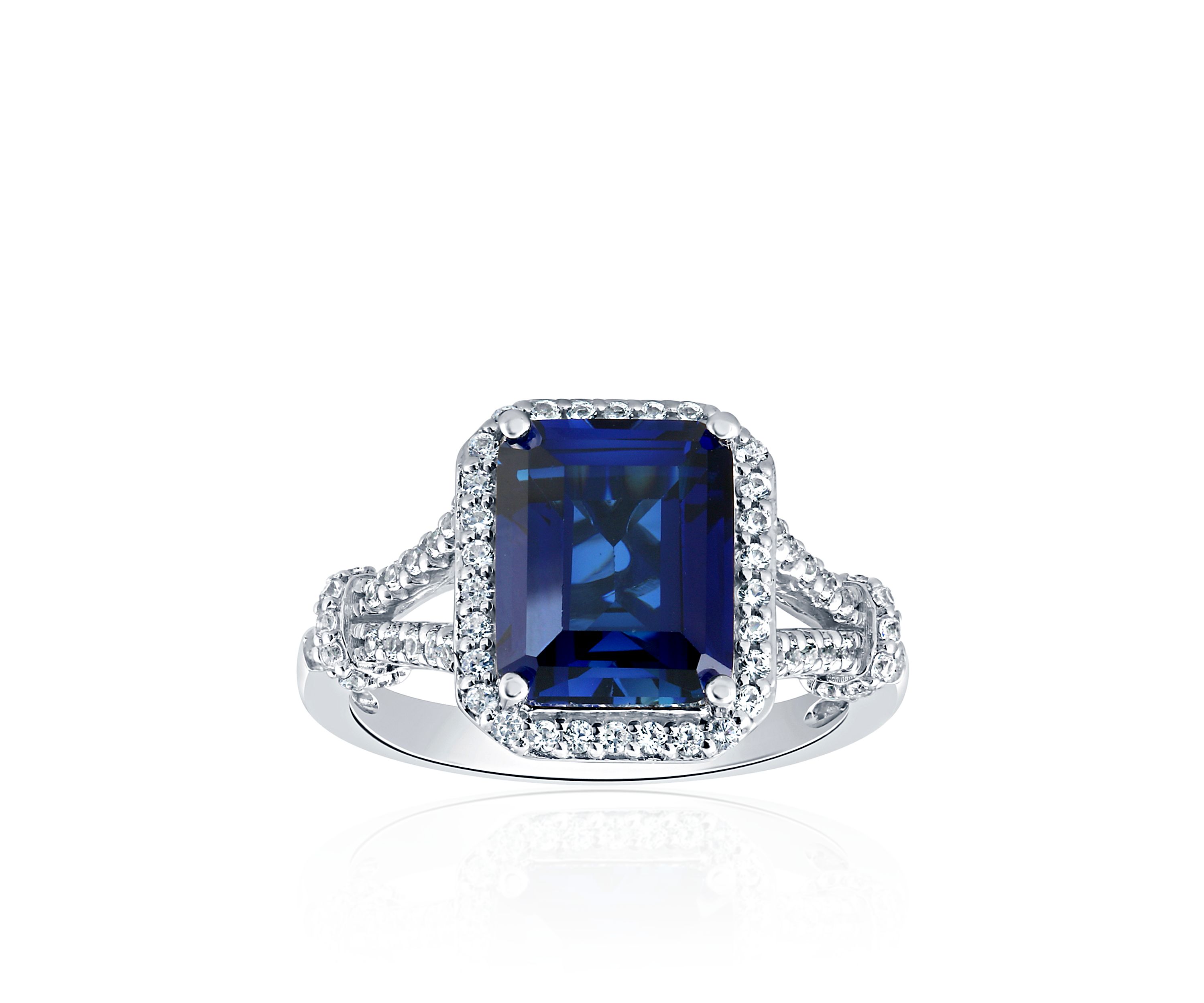 Created Sapphire & Created White Sapphire Ring in Sterling Silver