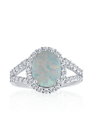 Sterling Silver 2 MM Aqua and Diamond Ring MSRP $138