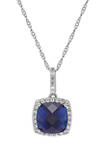 Created Sapphire and White Topaz Pendant in Sterling Silver