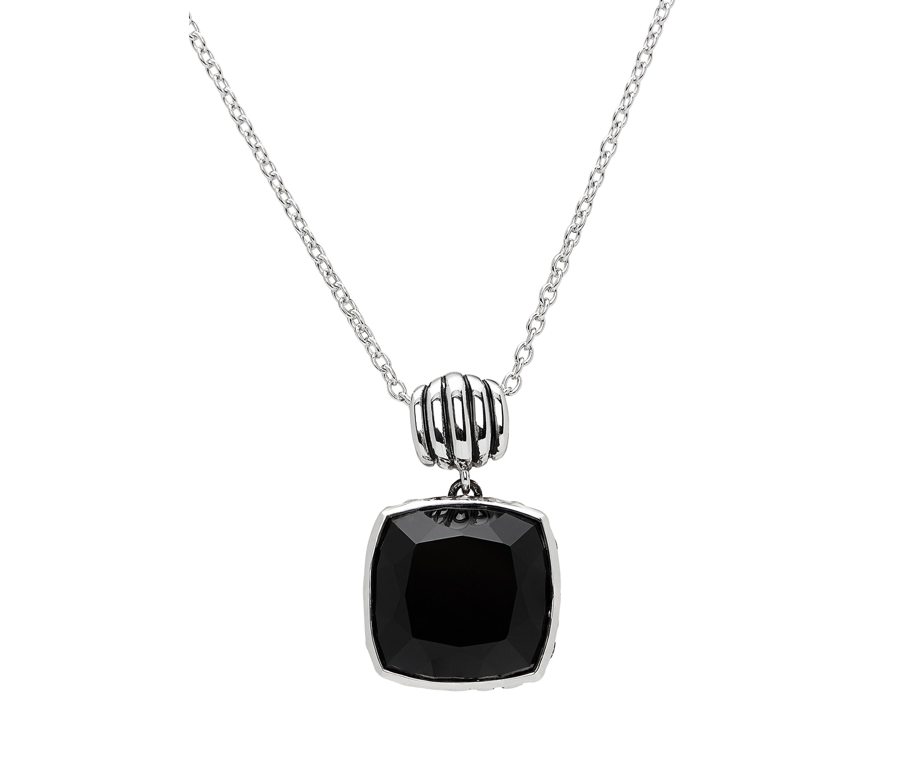 Onyx Pendant Necklace in Sterling Silver