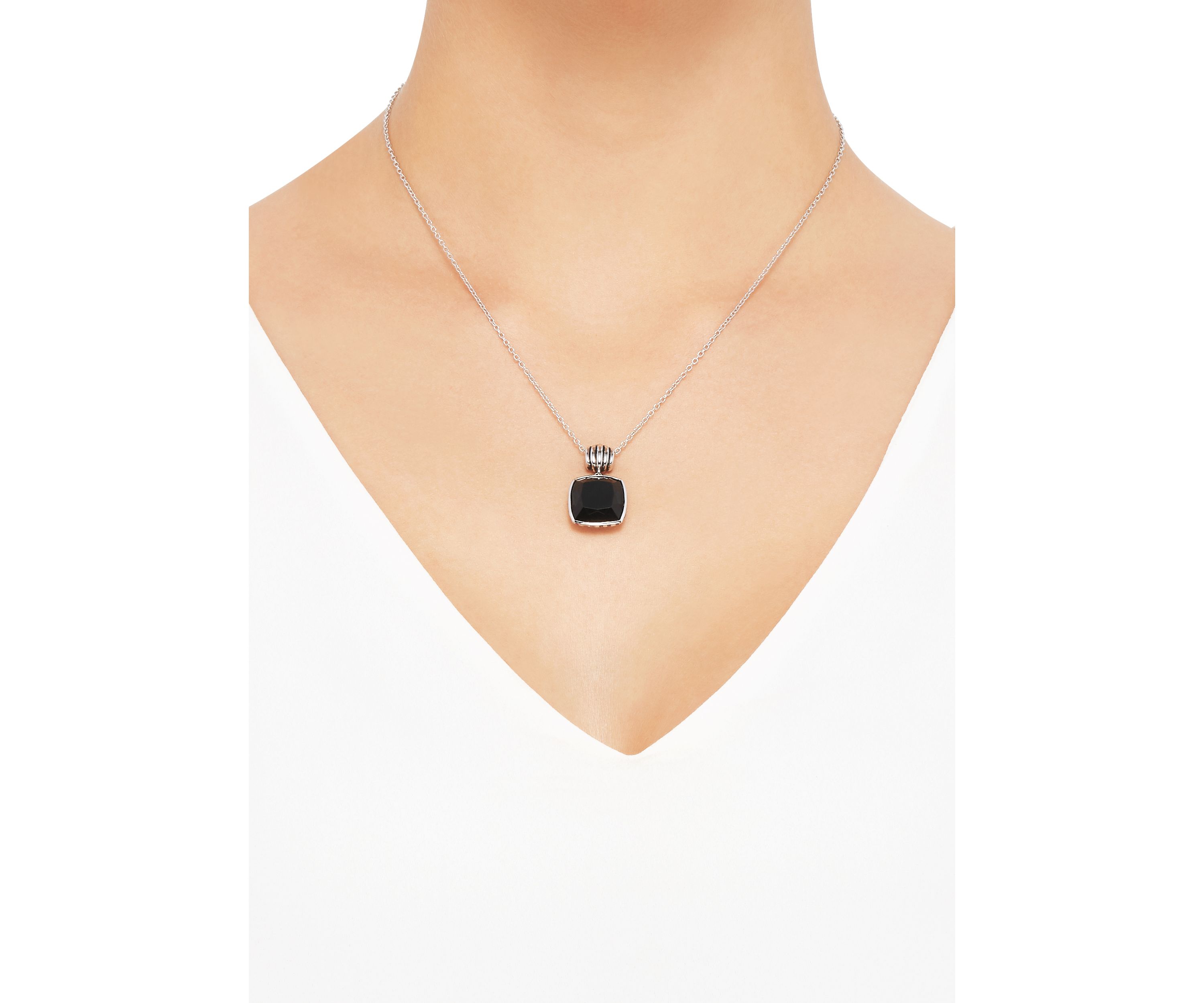 Onyx Pendant Necklace in Sterling Silver