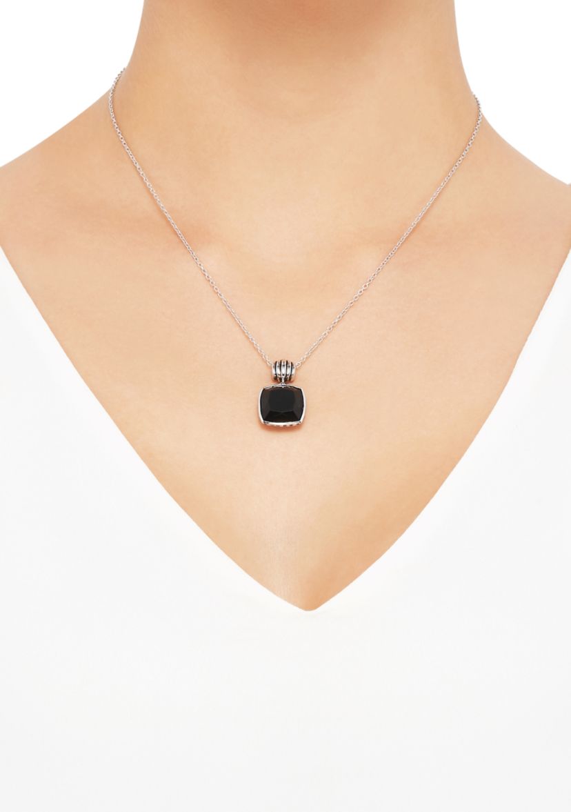 Onyx Pendant Necklace in Sterling Silver