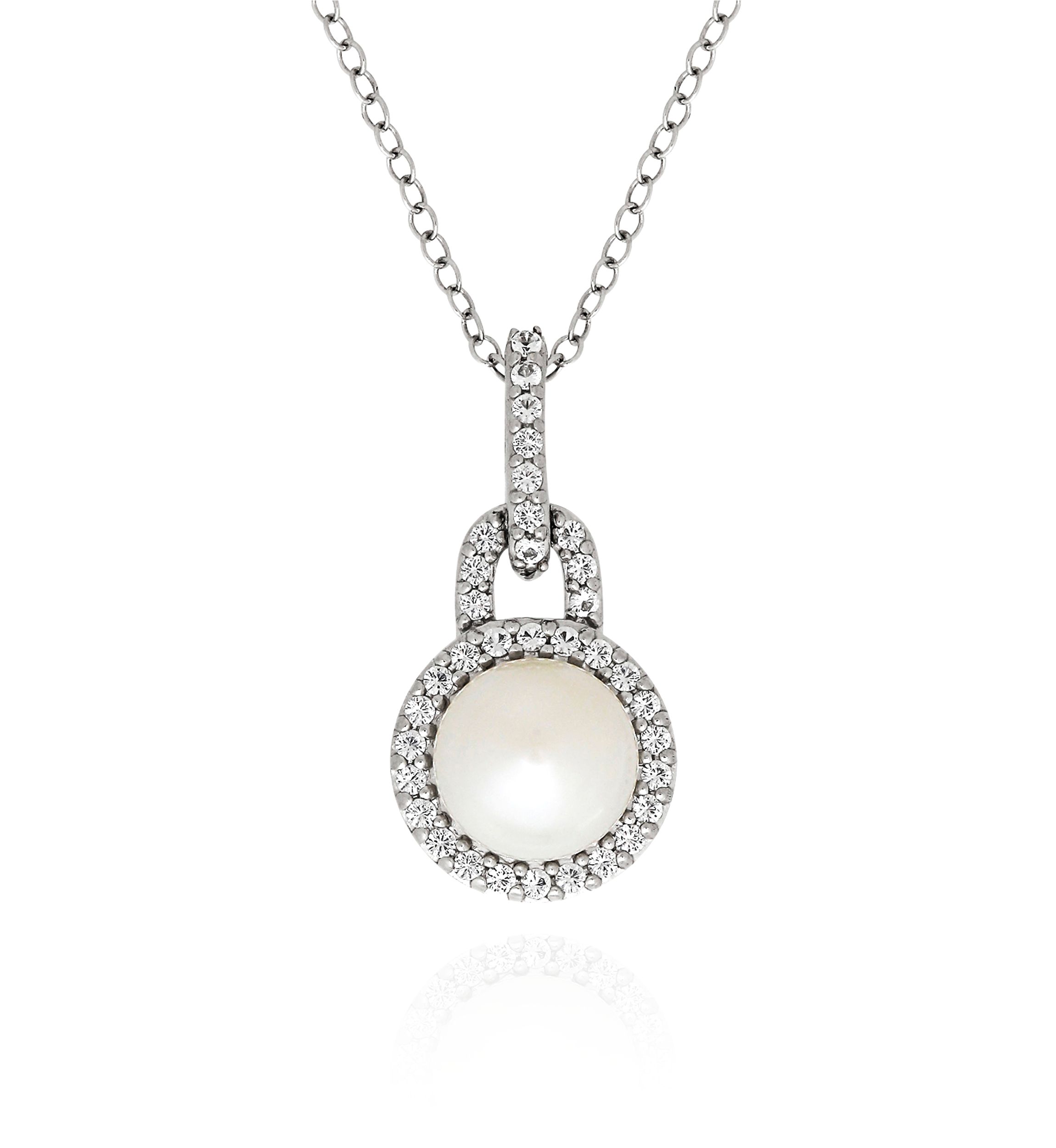 Freshwater Pearl and White Topaz Pendant in Sterling Silver