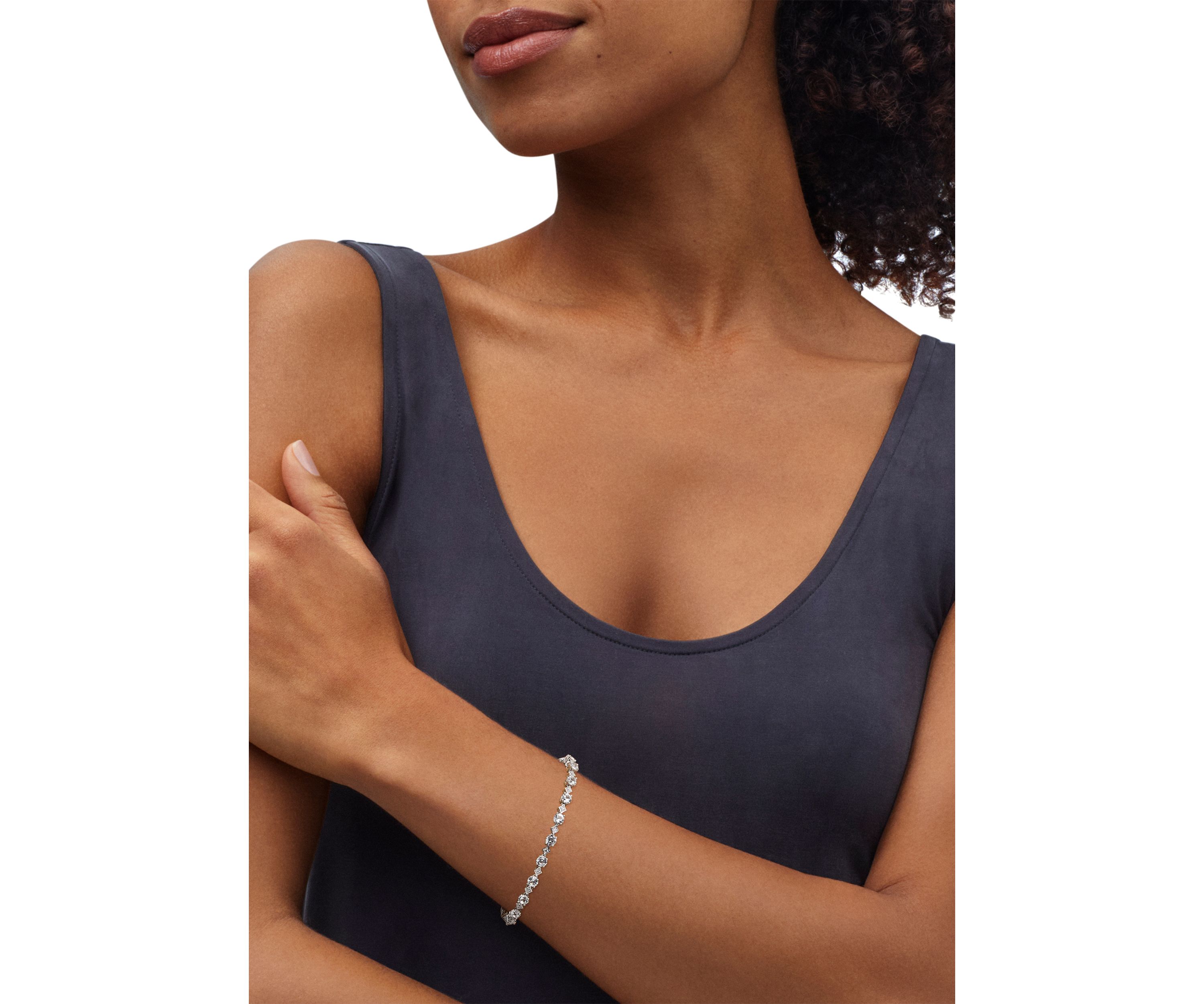 Lab Grown White Sapphire Bracelet in Sterling Silver