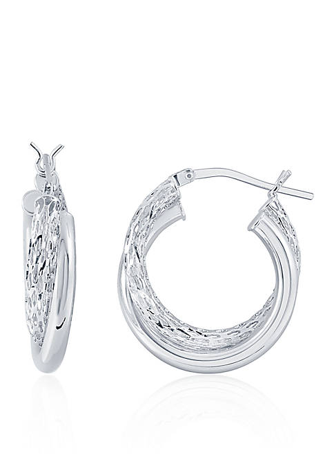 Belk & Co. Sterling Silver Glitter Hoop Earrings