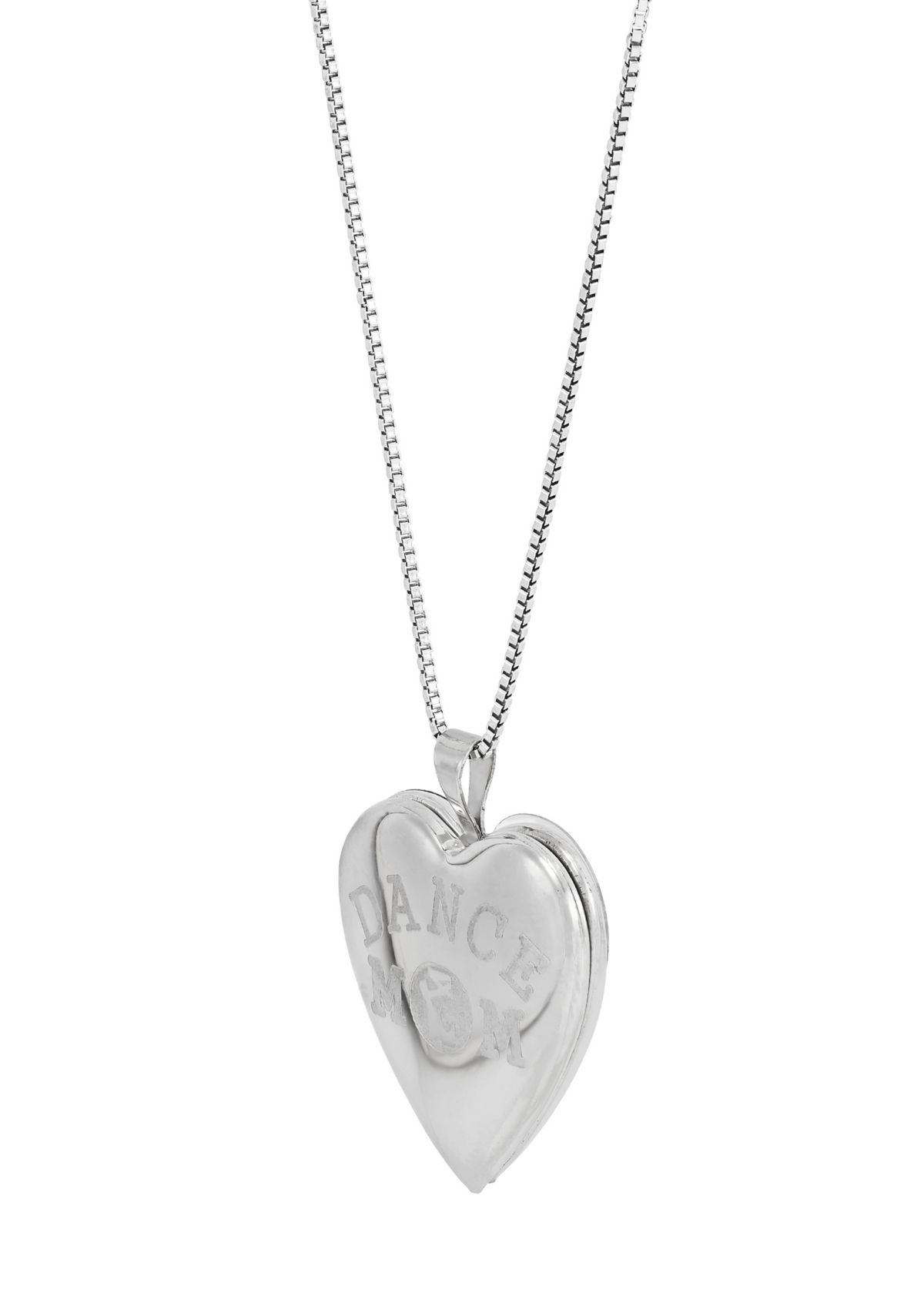 Heart Locket with 18" Box Chain Necklace in Sterling Silver