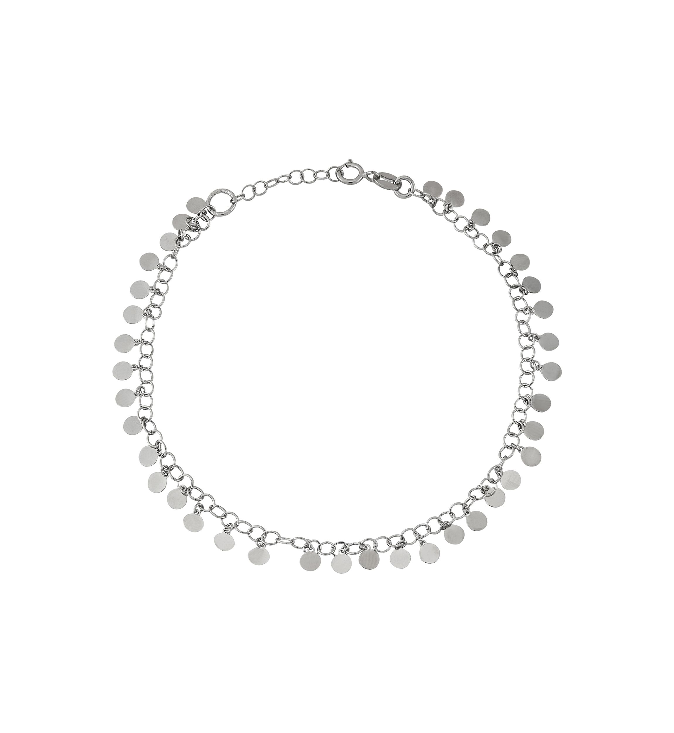 Multi Dangle Tiny Disk Anklet in Sterling Silver