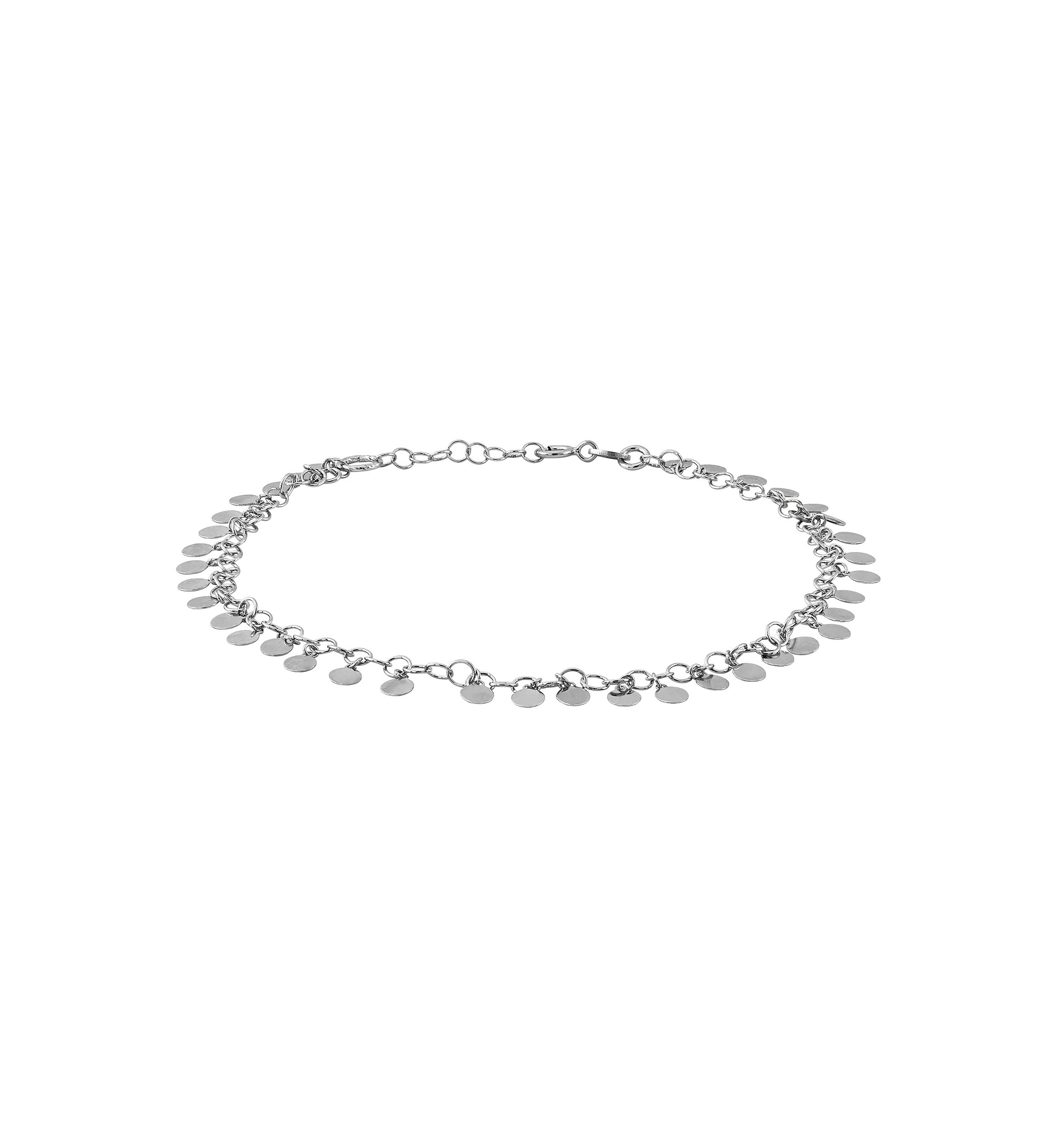 Multi Dangle Tiny Disk Anklet in Sterling Silver