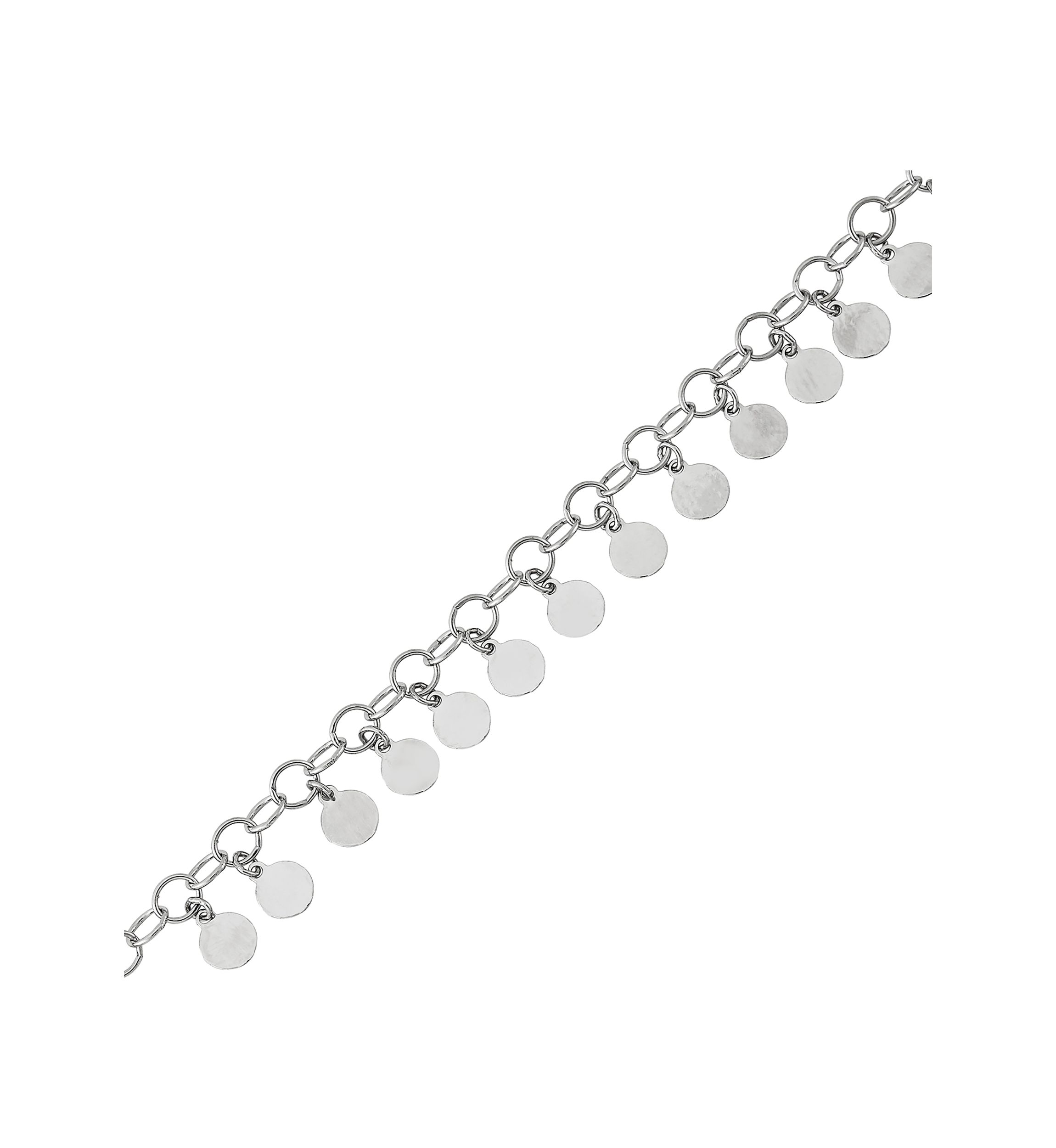 Multi Dangle Tiny Disk Anklet in Sterling Silver
